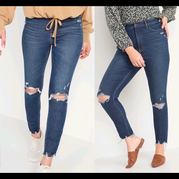 NEW Rockstar 360 Stretch Super Skinny Ripped Ankle Jeans Blue Size 0 Waist 25 - Picture 2 of 16